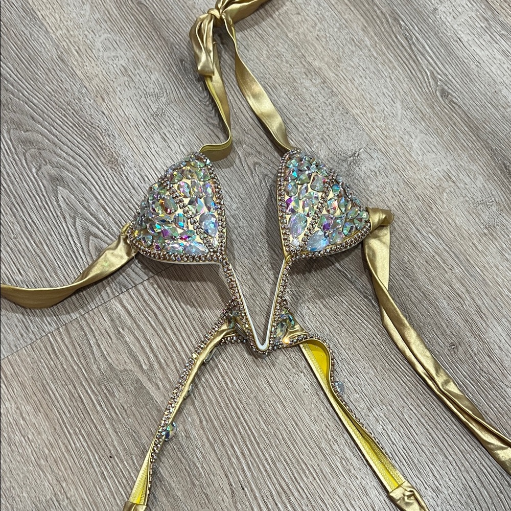 Gold and Silver Rhinestone Bikini Top